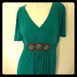 Cold Shoulder Dress with Bead Accent